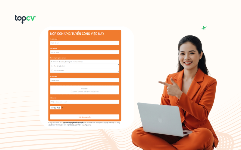 Form ứng tuyển việc làm trên website của Digiworld